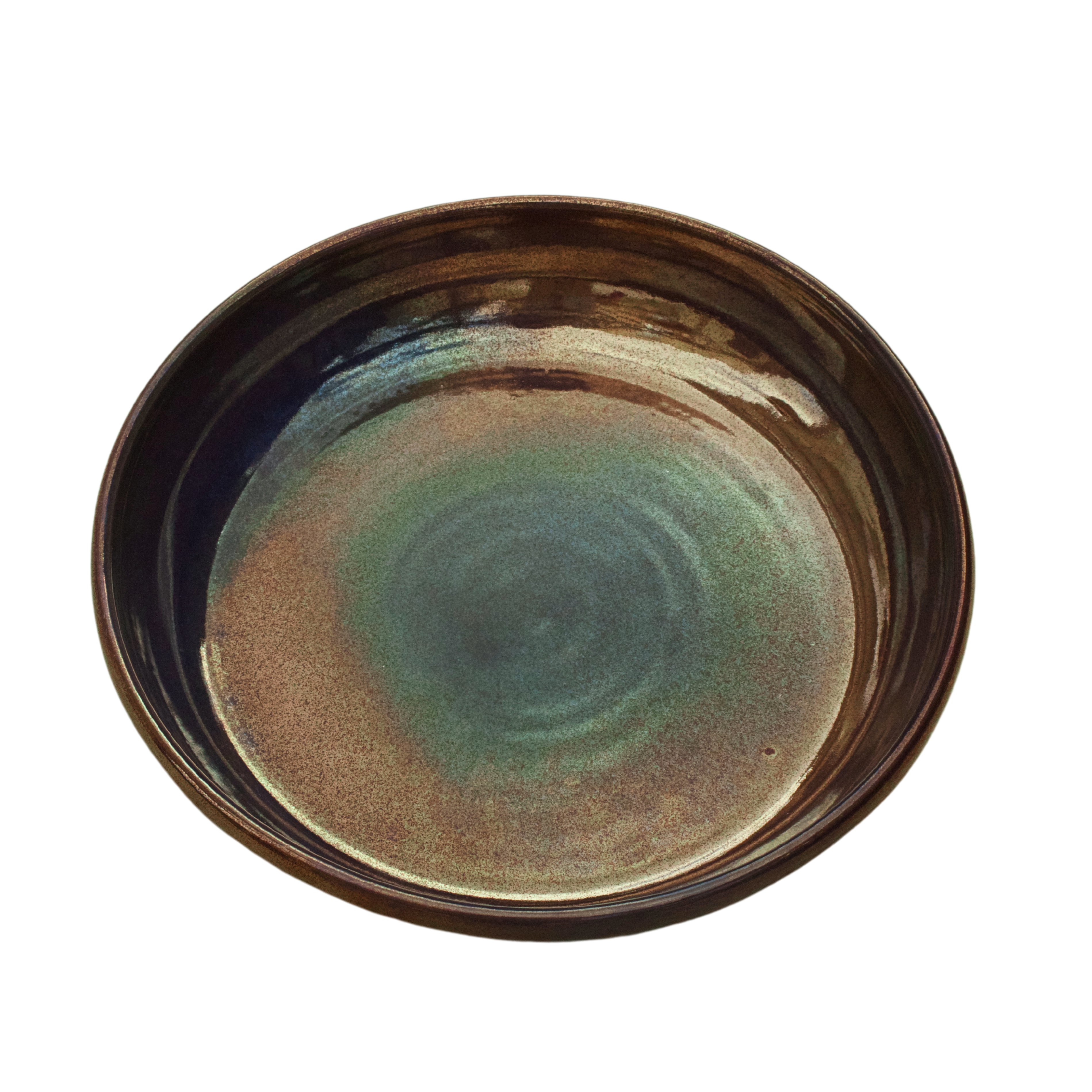 Large Pasta Plate in Green Fusion edition with handcrafted vibrant design