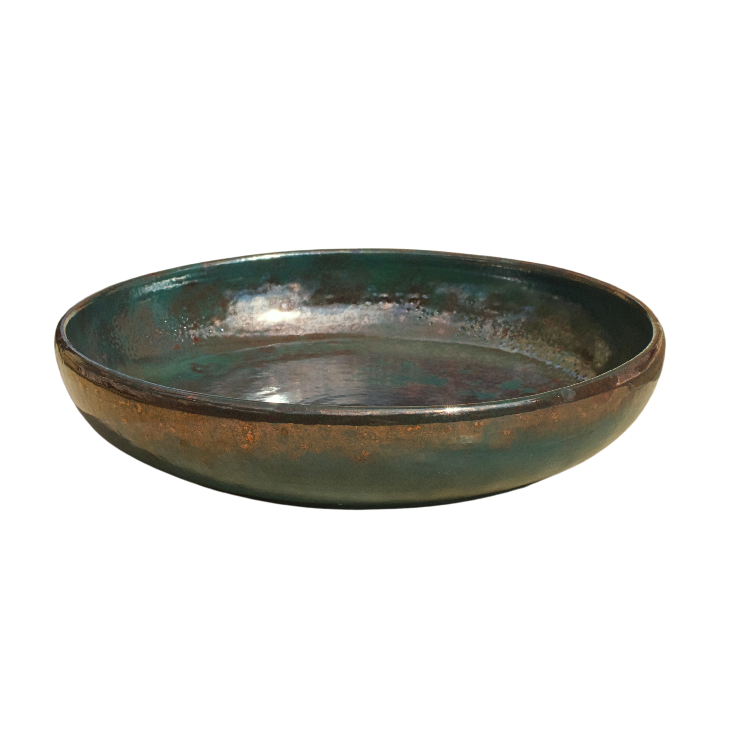 Large Pasta Plate in Green Fusion edition with handcrafted vibrant design