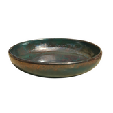 Large Pasta Plate in Green Fusion edition with handcrafted vibrant design