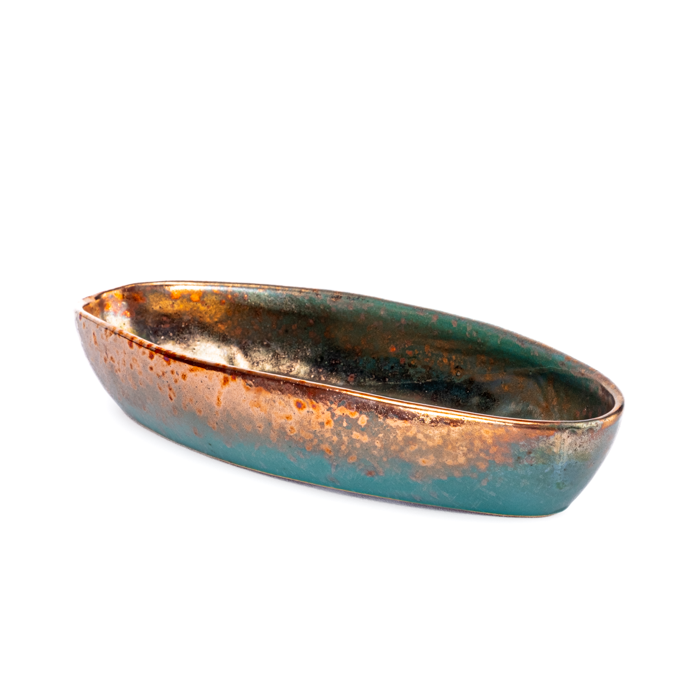 Oval Bowls | Green Fusion (2 Pieces)
Set of two handcrafted stoneware oval bowls in different sizes for serving appetizers and snacks
