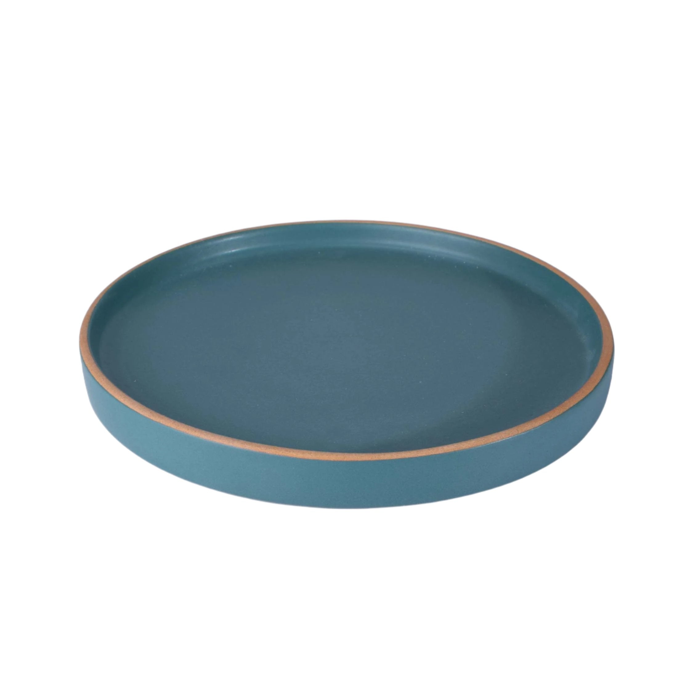 Large handcrafted stoneware plate with elevated edges for elegant serving