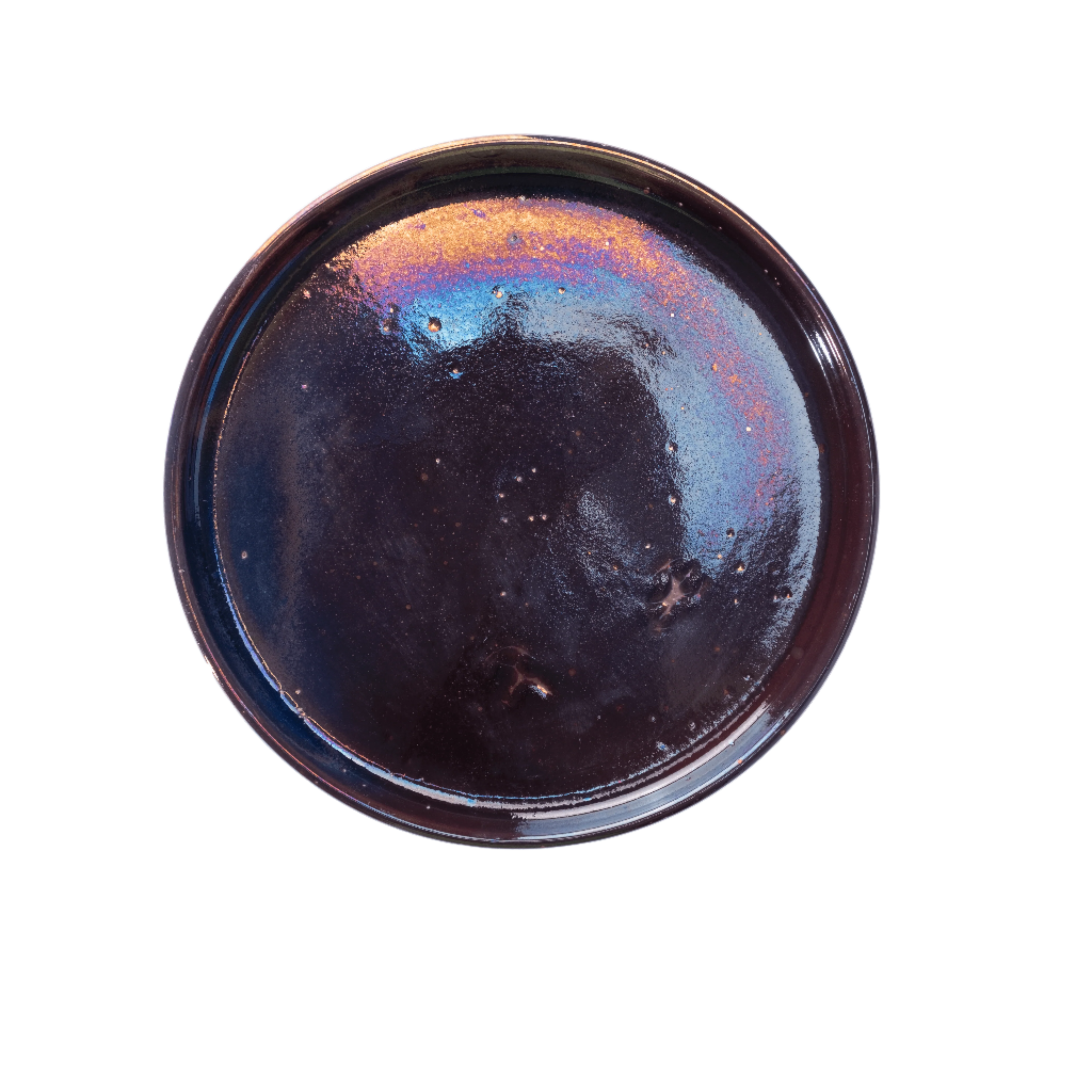 Large handcrafted stoneware plate with elevated edges for elegant serving