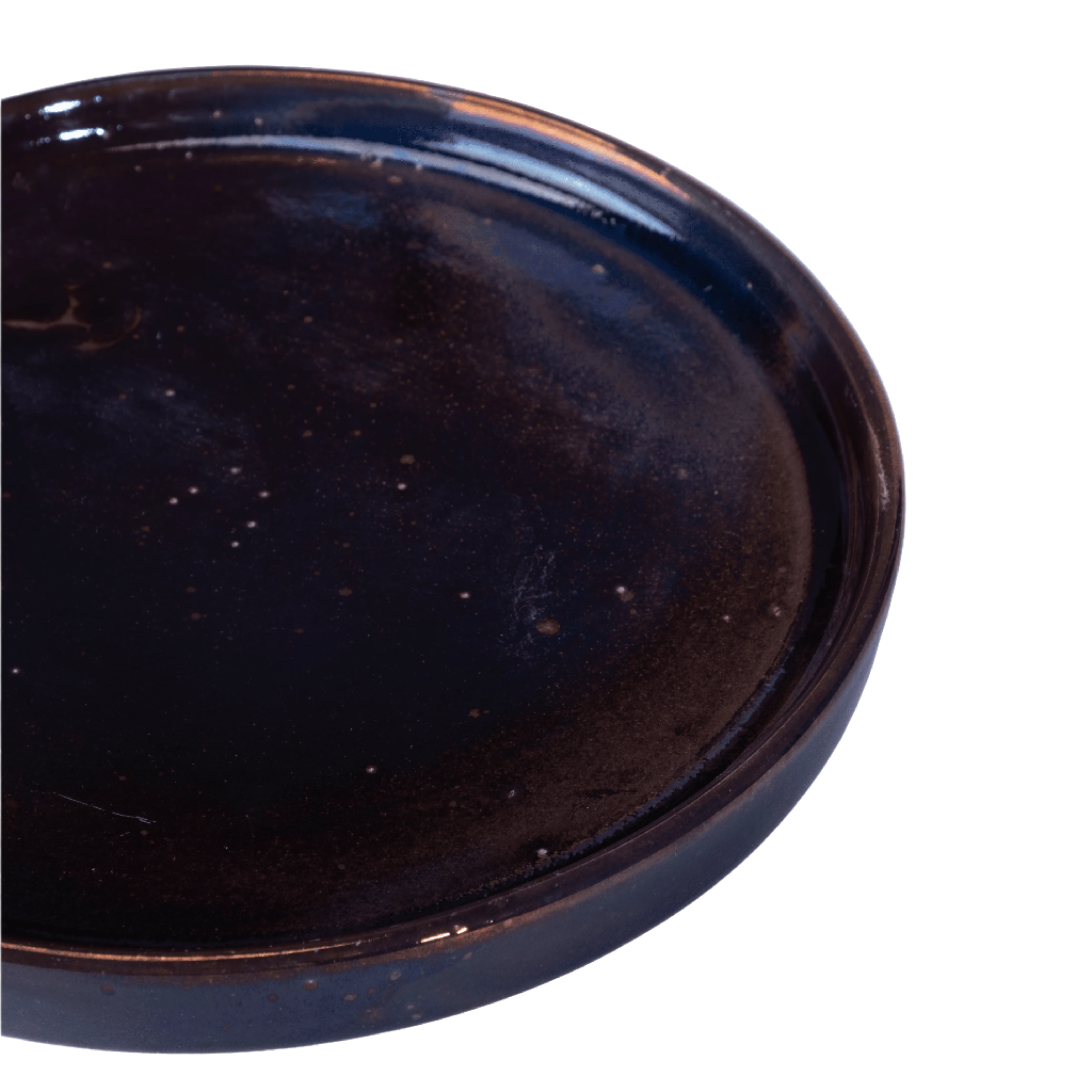 Large handcrafted stoneware plate with elevated edges for elegant serving
