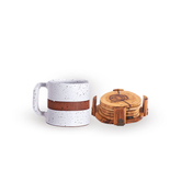 The Cozy Bundle with handcrafted stoneware mug and wooden coasters set