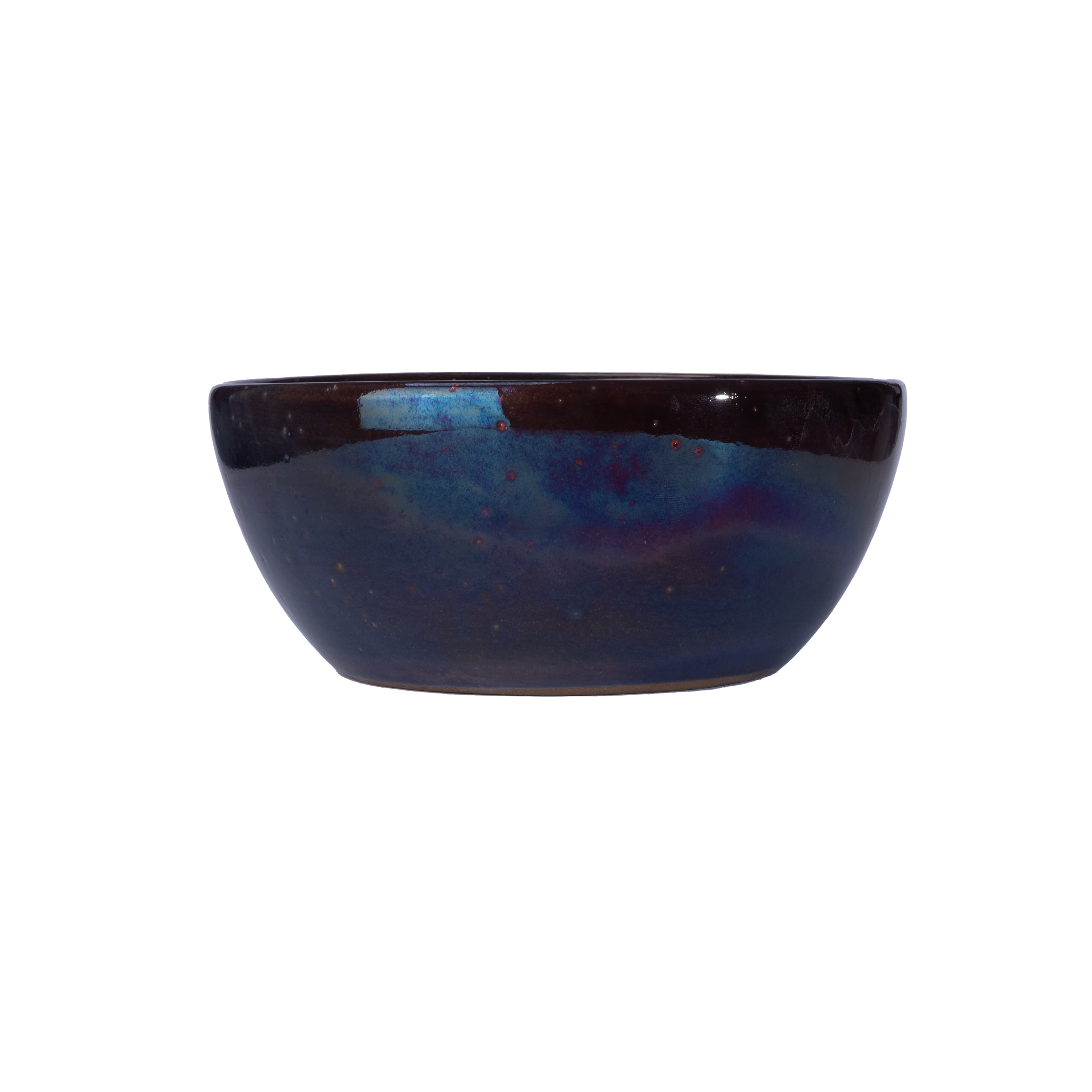 Large handcrafted stoneware serving bowl with textured surface and artisanal design