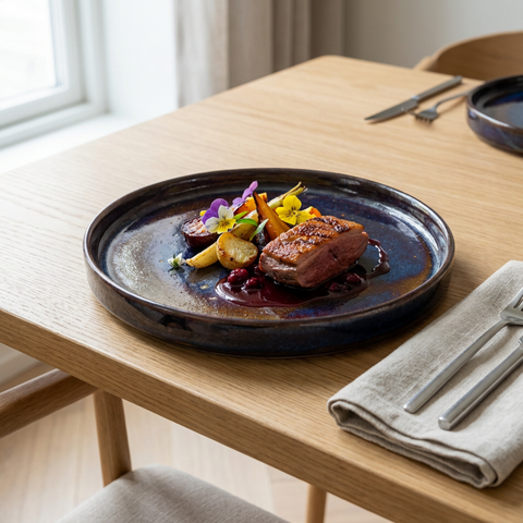 Large Plate | Elevated Edges | Blue Fusion