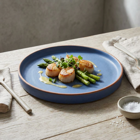 Large Plate | Elevated Edges | Blue Matte