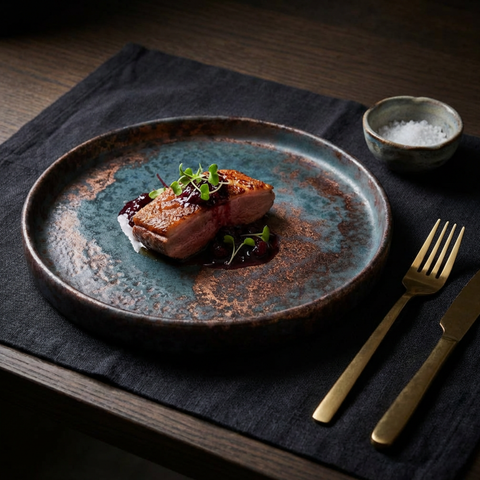 Large Plate | Elevated Edges | Green Fusion