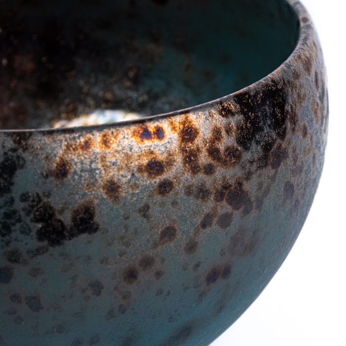 Large handcrafted stoneware serving bowl with textured surface and artisanal design