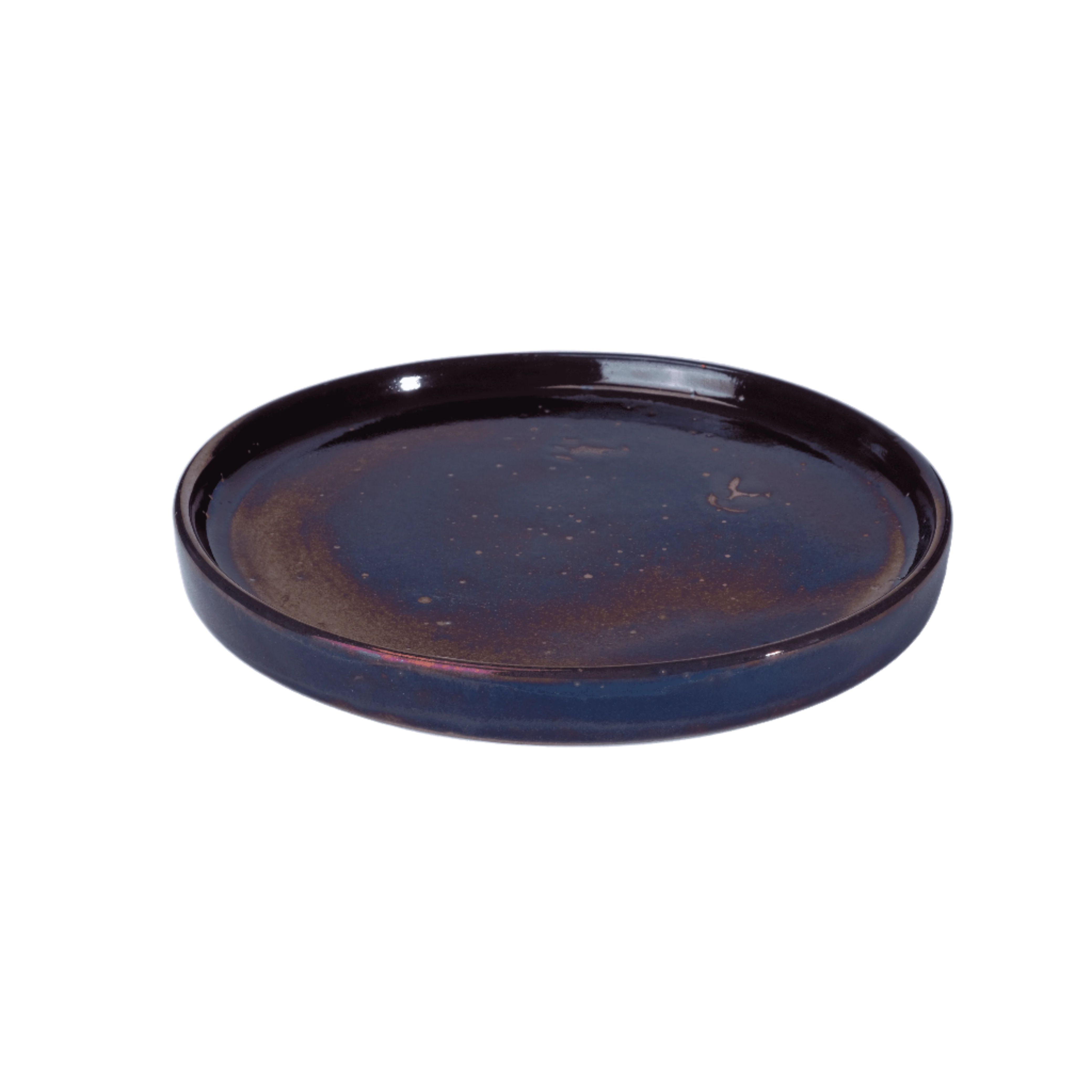 Large handcrafted stoneware plate with elevated edges for elegant serving