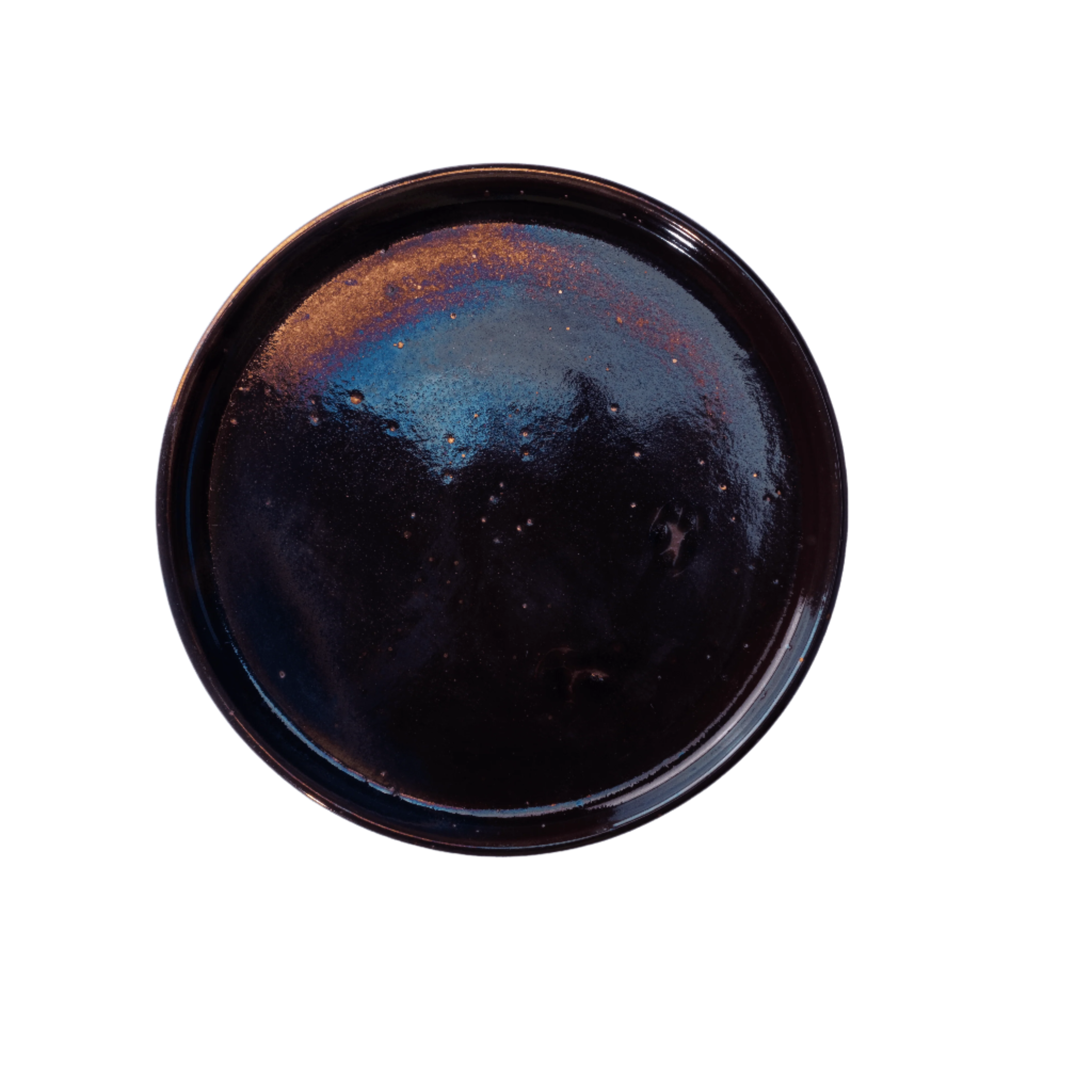 Large handcrafted stoneware plate with elevated edges for elegant serving