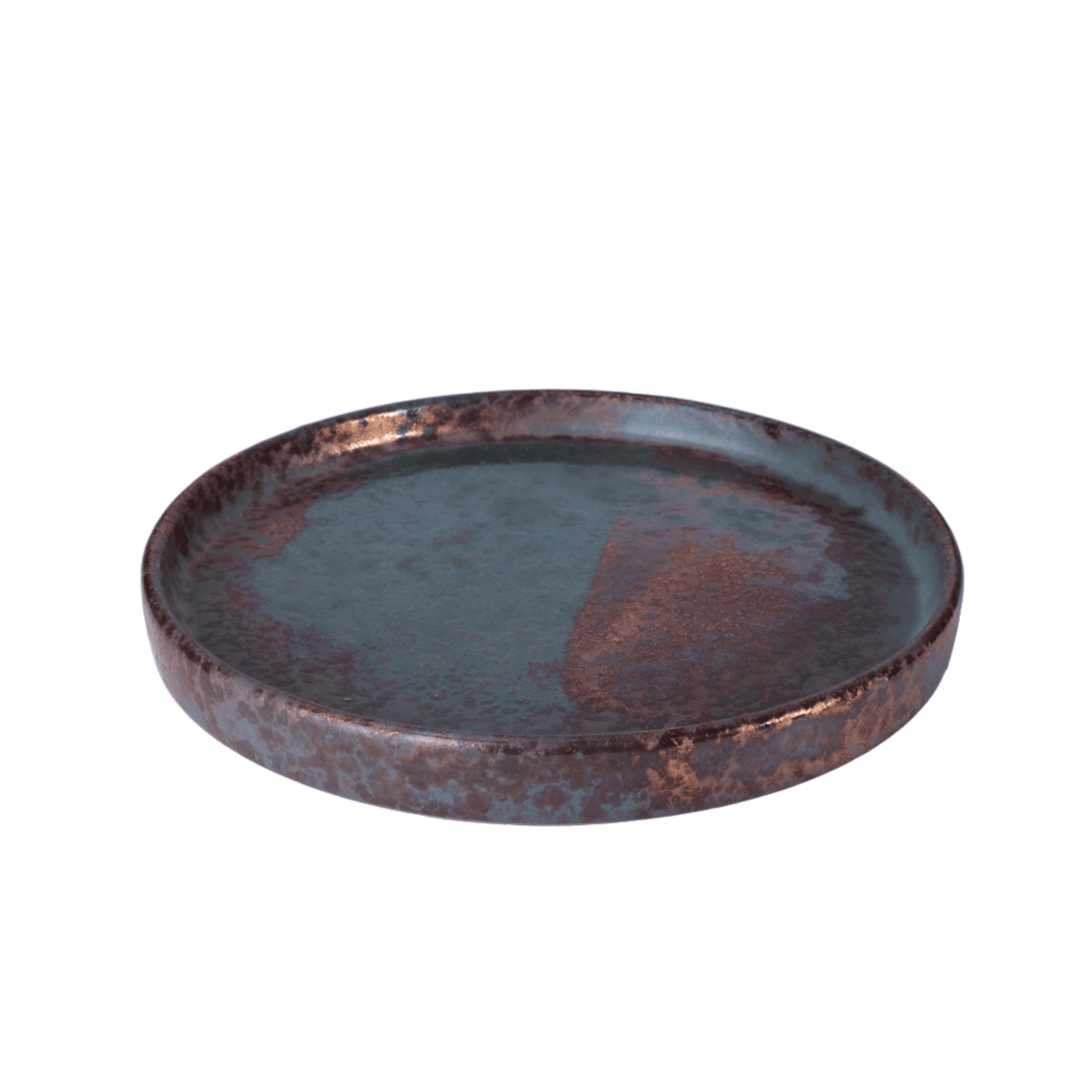 Large handcrafted stoneware plate with elevated edges for elegant serving
