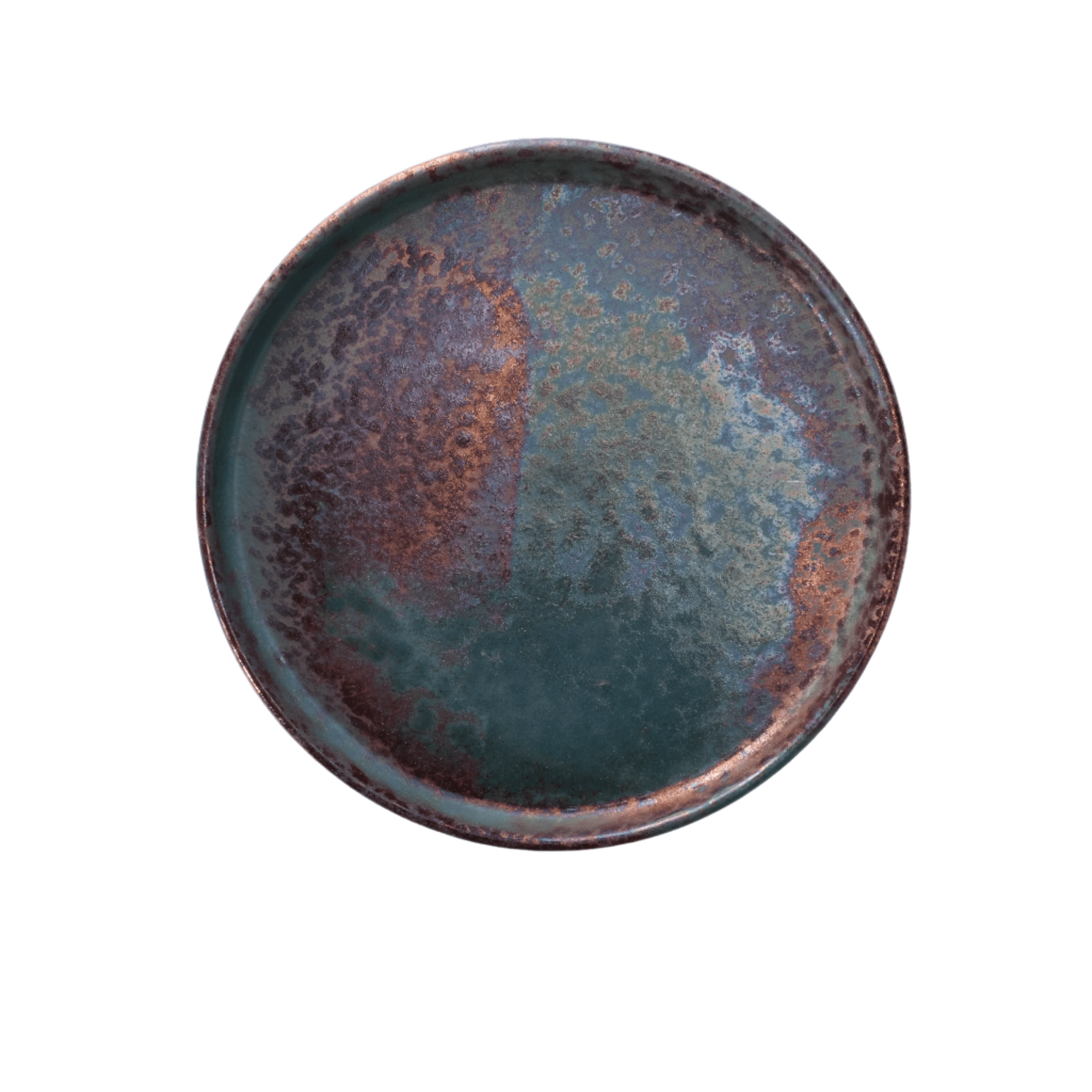 Large handcrafted stoneware plate with elevated edges for elegant serving