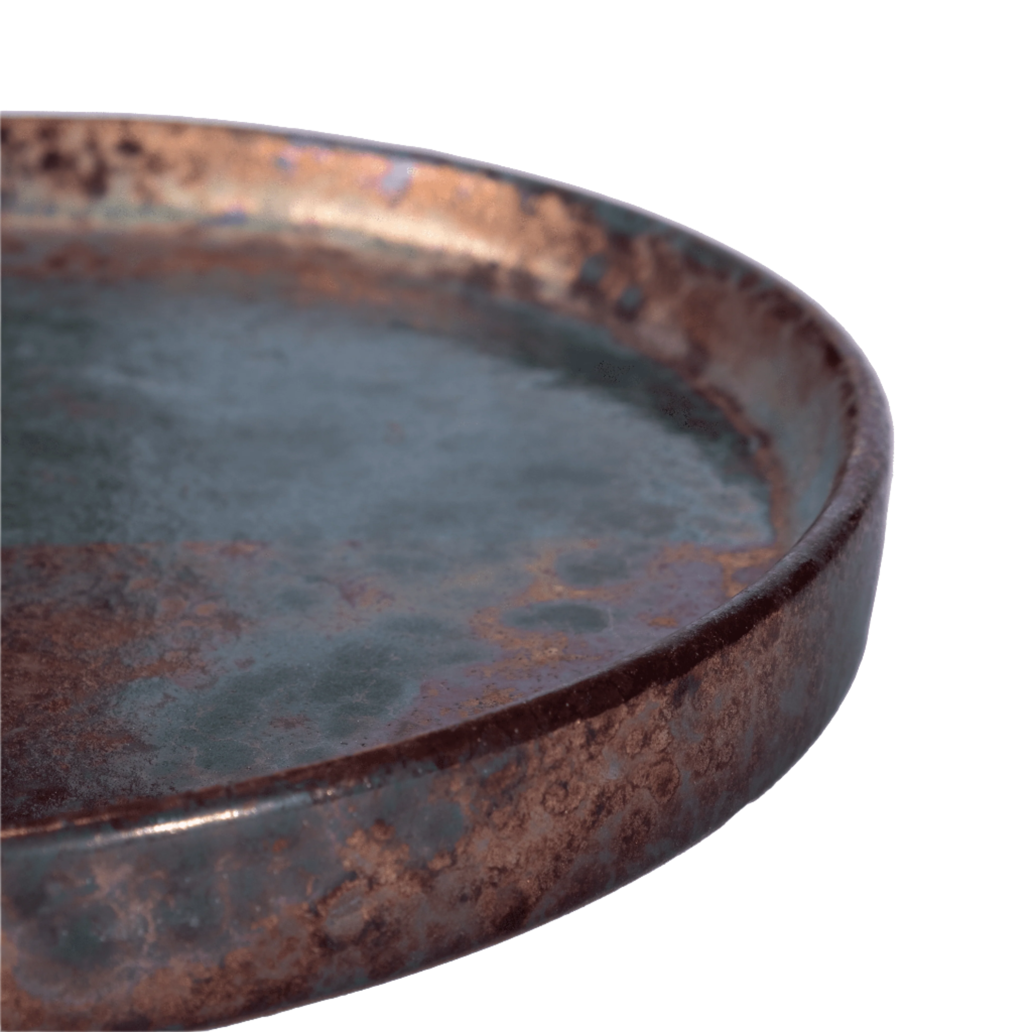 Large handcrafted stoneware plate with elevated edges for elegant serving